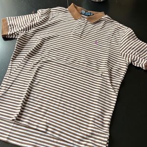 Polo by Ralph Lauren Men’s Large short sleeve shirt with brown stripes